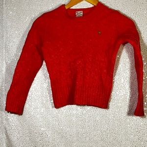 Abercrombie Vintage Salmon Cable Knit 100% Wool Crew Neck Sweater Size Medium